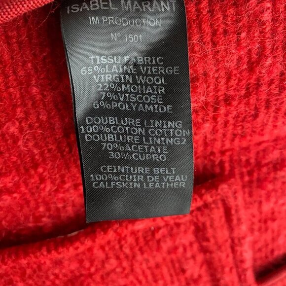 Isabel Marant Blazer Jacket Size 36 Virgin Wool Mohair Blend Red Fringe CJ-1601 - Picture 8 of 8